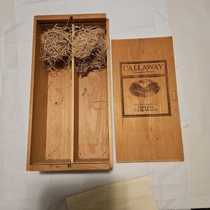 Callaway Vineyard Wooden Wine Box w Removable Divider & Slide Top Vintage '88